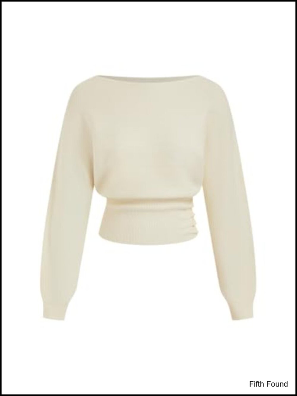 Boat Neck Cropped Sweater Pullover Long Sleeve Button Detail Knit